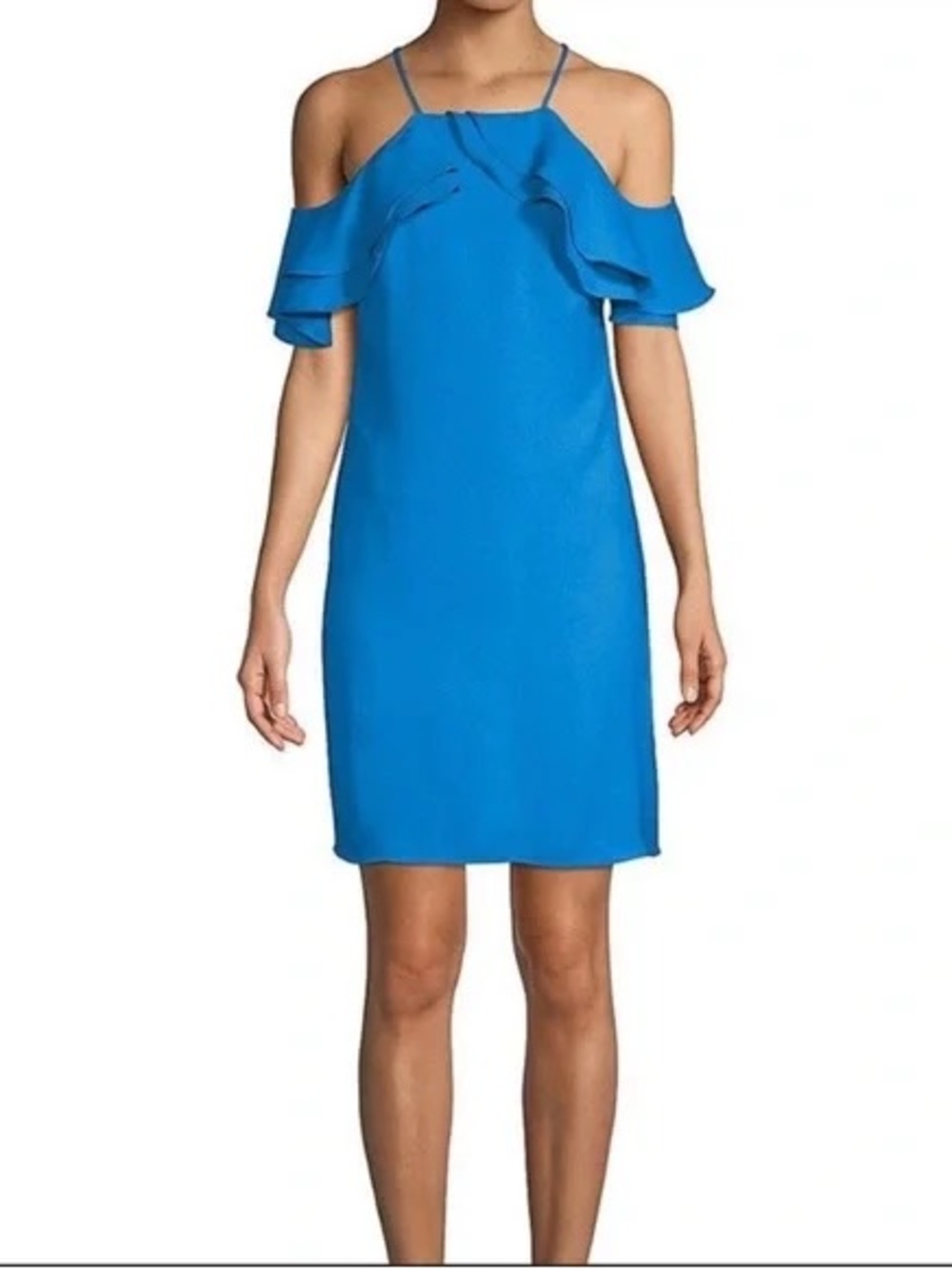 Nicole Miller NY Strappy Off Shoulder Summer Cocktail Dress Blue Lagoon Size 12